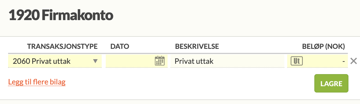 skjermbilde av privat uttak bankavstemming