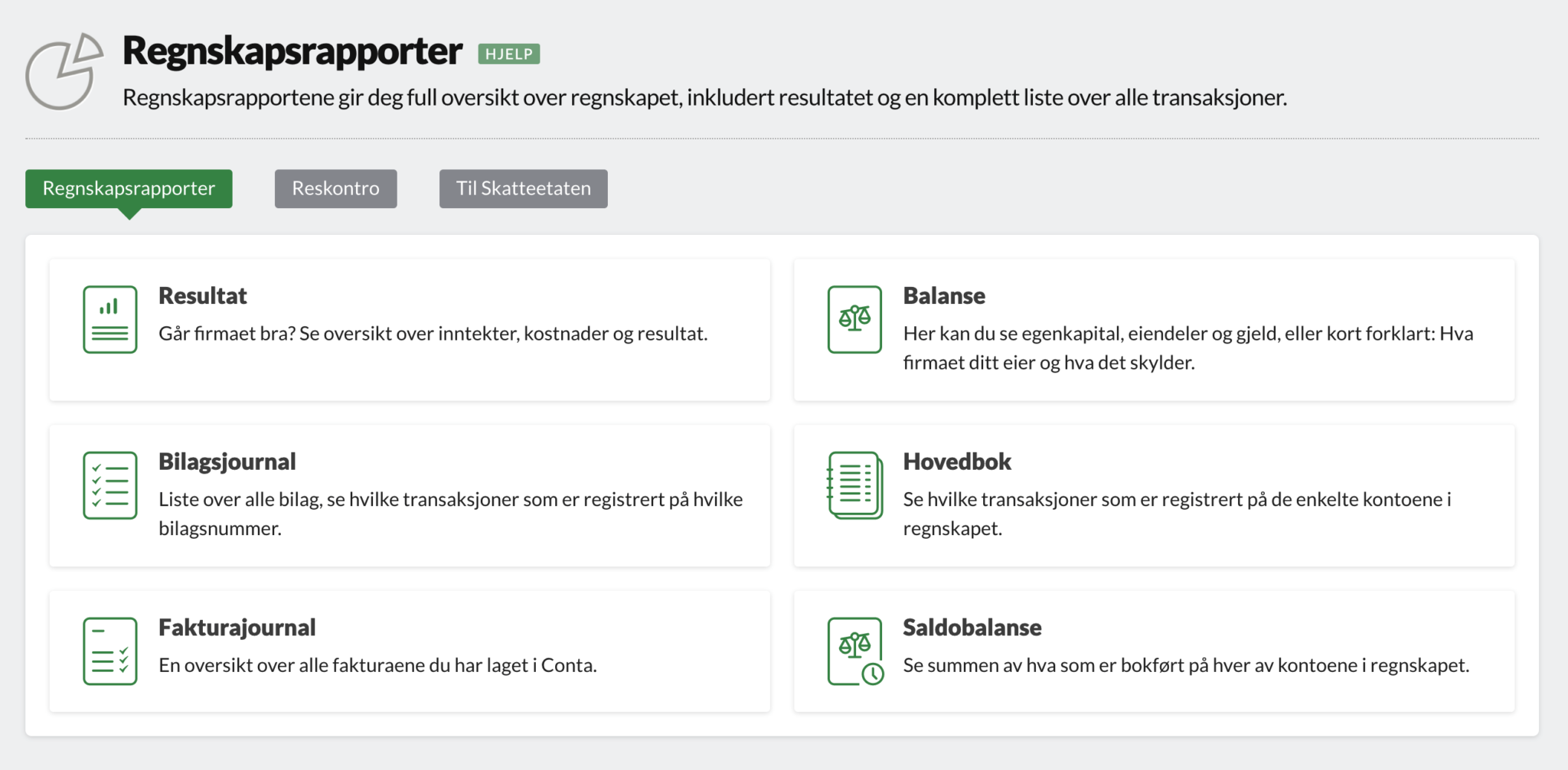 Regnskapsrapporter | Conta Hjelp