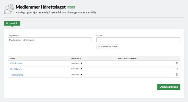 Sende Faktura Til En Gruppe (massefakturering) | Conta Hjelp